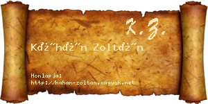 Káhán Zoltán névjegykártya